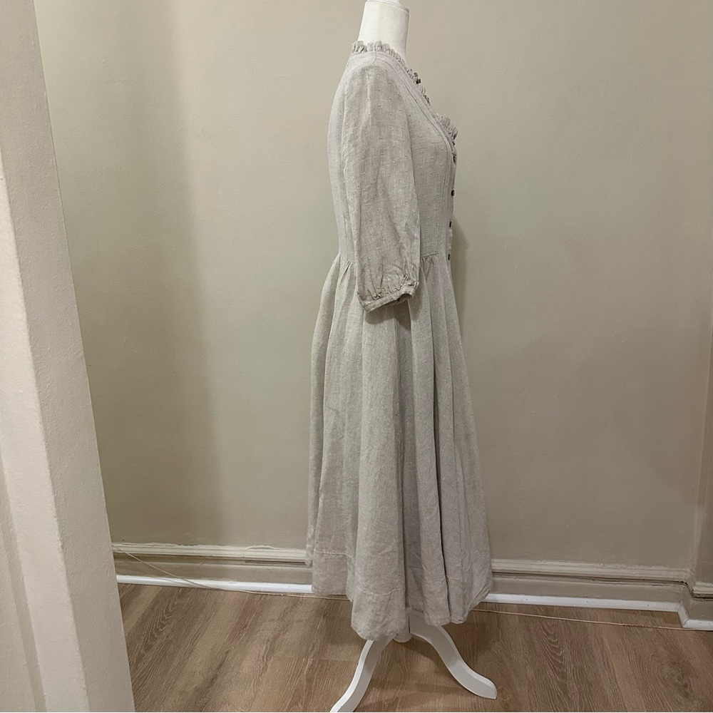 Son de flor Ophelia Dress, 3/4 Sleeve - Natural Dot / M - Picture 9 of 10